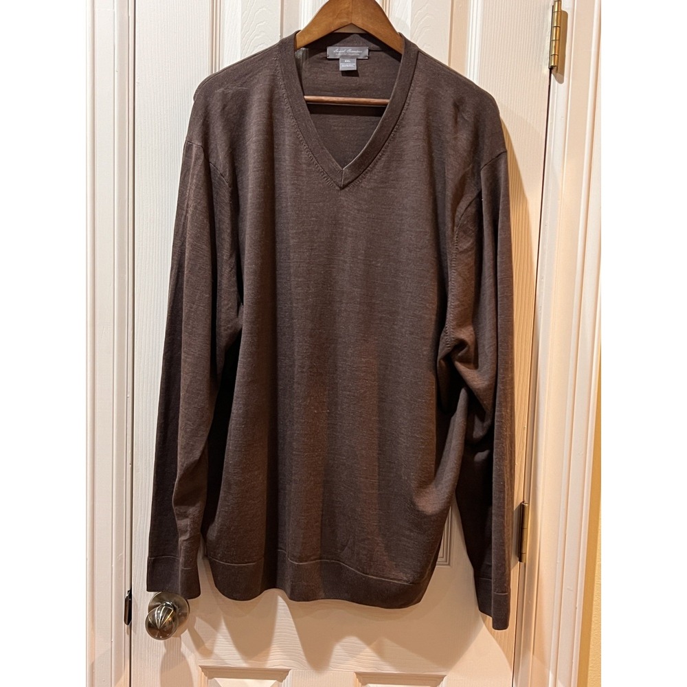 Daniel Cremieux Mens 100% Fine Merino Wool Pullover V-Neck Sweater XXL Brown